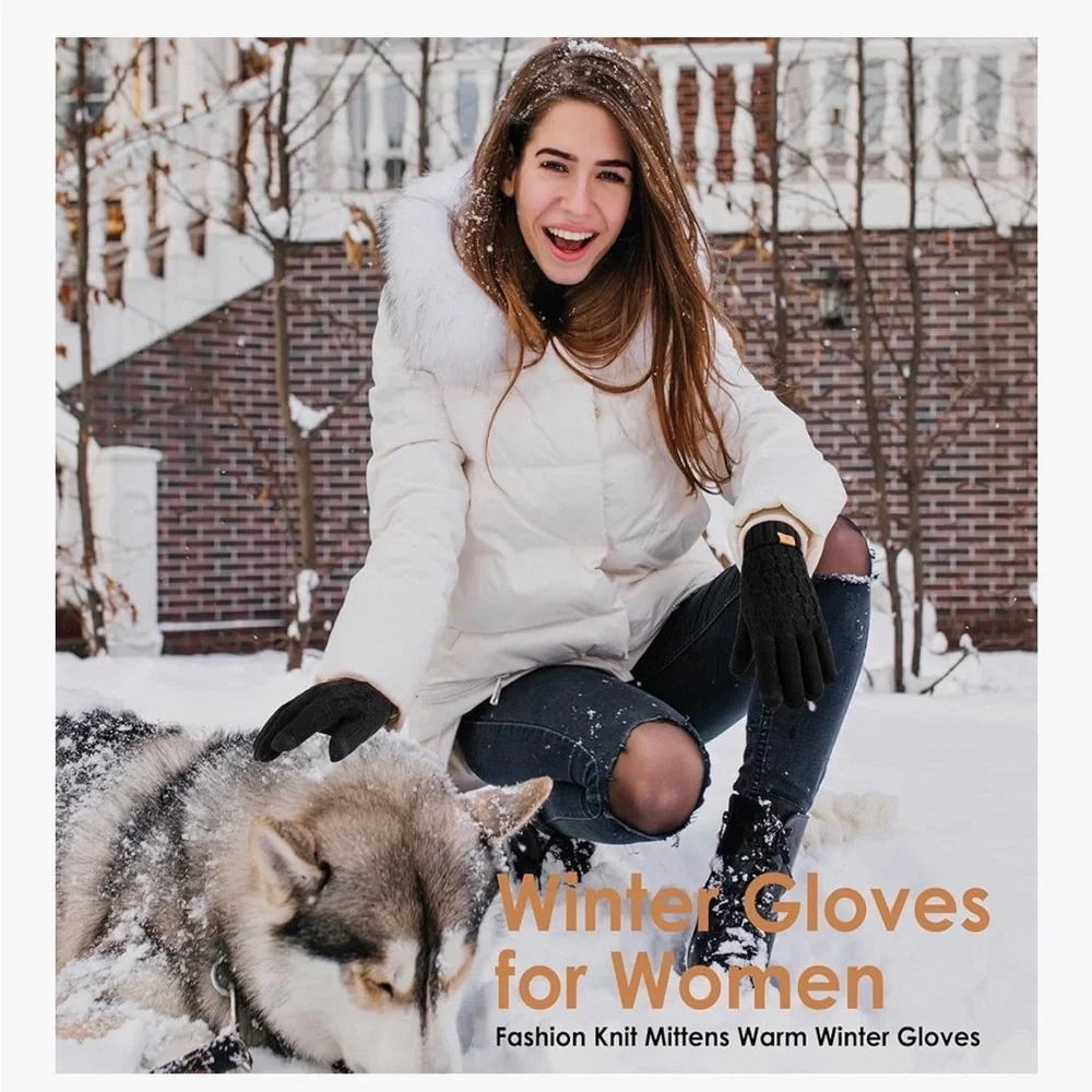 Winter Gloves for Women Touchscreen Texting Warm Knit Fleece Lined Gloves